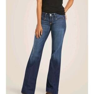 ARIAT Lucy Trouser Jeans Women’s 25R Mid Rise Wide Leg Stretch Denim Raw Hem
